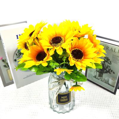 China Window display 6 bouquet main yellow flower arrangement bouquet artificial indoor desktop flowers in art for sale