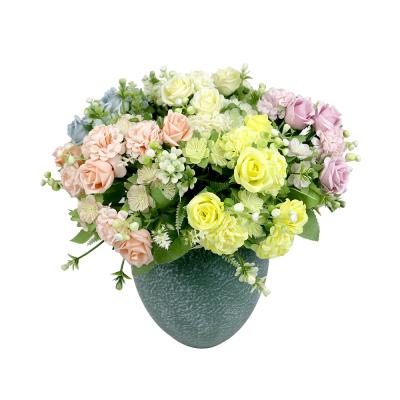 China Window Display Hot Selling Wholesale Single Silk Plastic Hydrangea For Wedding Real Factory Decoration Touch Artificial Latex Rose Flower for sale