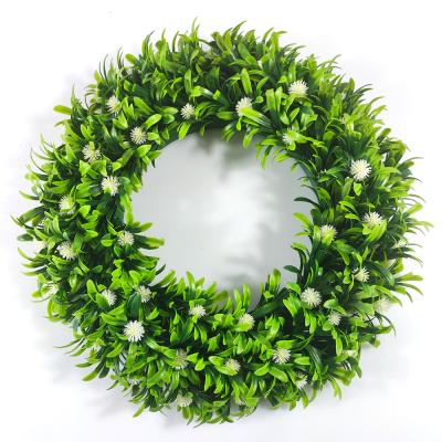 China Window Display Artificial Plastic Simulation Boxwood Wreath For Front Entrance Home Decoration for sale