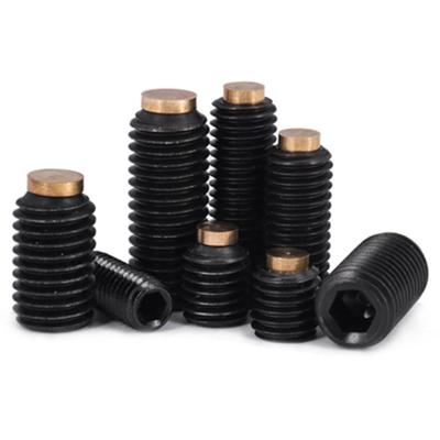 China Black Galvanized Worm China Factory Price Hex Socket #4-40 Cavity Set Inch Screws With Nylon Or Brass Tip for sale