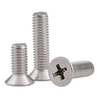 China Flatbed 304 316 Stainless Steel ANSI B18.6.3F Cross Recessed Flat Countersunk Head Machine Screws for sale