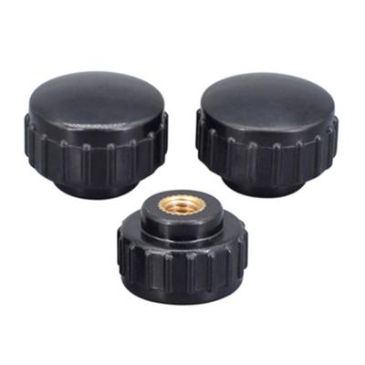 China Heavy Industry Black Plastic M4 M5 M6 Round Knurling Knurled Head Thread Thumb Knob Brass Nut for sale