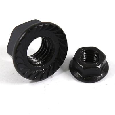 China Galvanized Heavy Industry Black Carbon Steel Para Tuberias Acero Flange Locknut Oxiden Black Hex Flange Nut With Carriage Bolt for sale