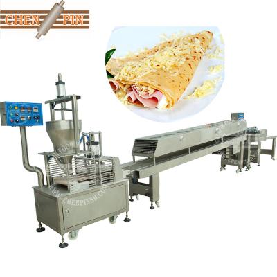 China Round Automatic Pancake Maker Machine Full Tasty Pancake Production Line With Wrapping Film Covering For Food Industry for sale