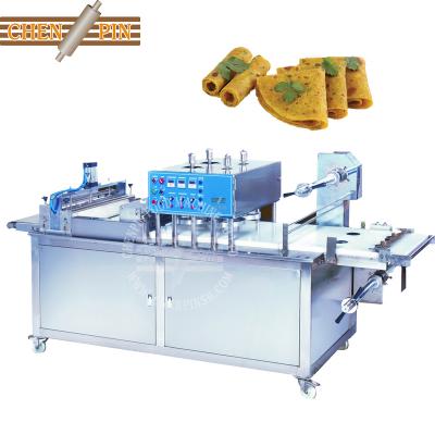 China Paratha dough ball press and film covering multifunctional frozen lacha curry paratha making machine price in snack machine including pressing stacking filming for sale