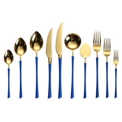 China Viable Wholesale Stainless Steel Flatware Set Spoon Knife Fork Flatware Set Gold Plated Dinnerware Set For Party Home Wedding for sale