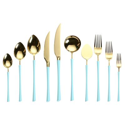 China Sustainable Luxury Mirror Polished Dinnerware Set 304 Stainless Steel Tableware Spoon Fork Knife For Western Home for sale