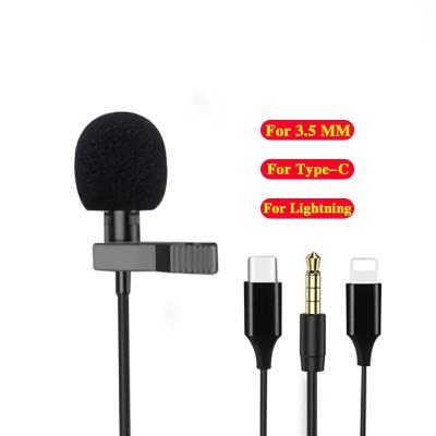 China PC/Phone/Camera Mic Portable External Buttonhole Mini USB Microphone Lapel Lavalier Microphones for iPhone Laptop for sale