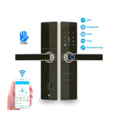 China TTLock Ble Smart Lock Waterproof Biometric Fingerprint Door Handle Digital Keyless App Smart Lock for sale