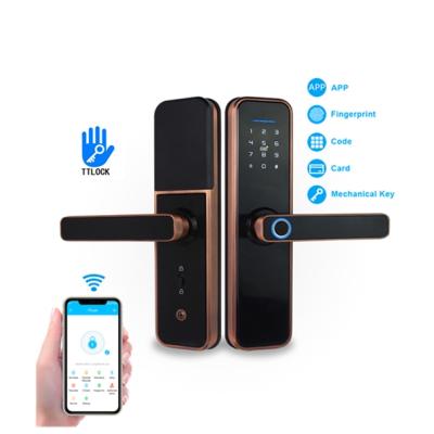 China TTLock Waterproof ttlock Ble App Fingerprint Door Handle Keyless Smart Digital Lock for sale