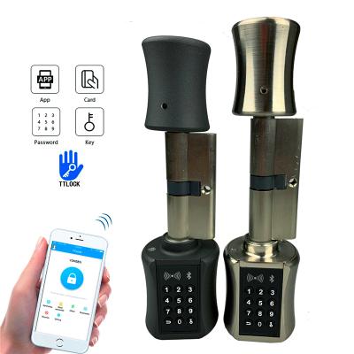 China New Design Aluminum Alloy Handle Fingerprint Alexa Digital Push-Pull Door Smart Cylinder Lock for sale