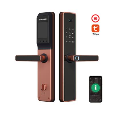 China Aluminum Alloy Tuya App Wifi Biometric Fingerprint Security Electronic Intelligent Smart Lock With Camera for sale