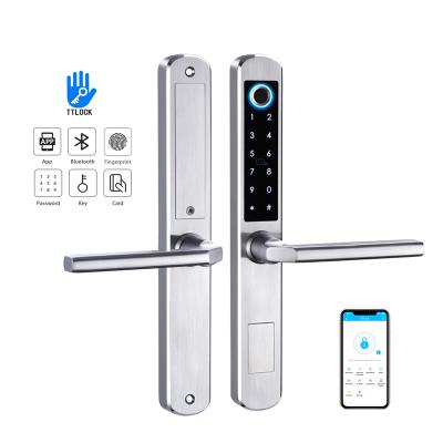 China TTLock Ble App Control Digital Electronic Fingerprint Smart Door Lock For Sliding Glass Aluminum Door for sale