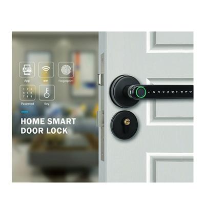 China Aluminum Alloy Simple Design Aluminum Material Fingerprint Code Handel Smart Lock For Apartment for sale