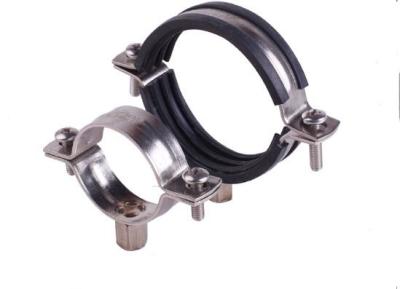 China Flexibe Fastener Rubber Lined Pipe Clamps 20mm Band Width For Connection for sale