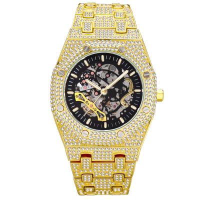 China Hot Selling Hexagon Alloy Stainless Steel Day/Date 2022 Rhinestone Iced Out Hip Hop Watch Full Iced Out Star Design Man Watch for sale