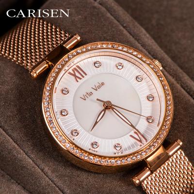 China Unique Waterproof Carisen Stainless Steel Water Resistant Cheap Lady Watches Premium Minimalista Watches With Straps Ladies Wrist Watch for sale