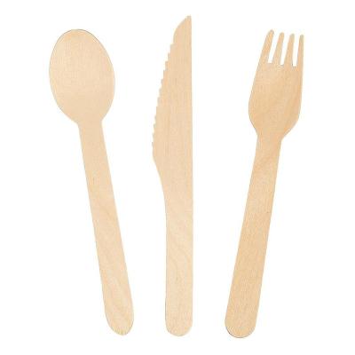 China Wooden Biodegradable Disposable Food Mechanical Automation Birch Wooden Spoons Knife Forks Wooden Fork Spoon Cutlery Kit for sale