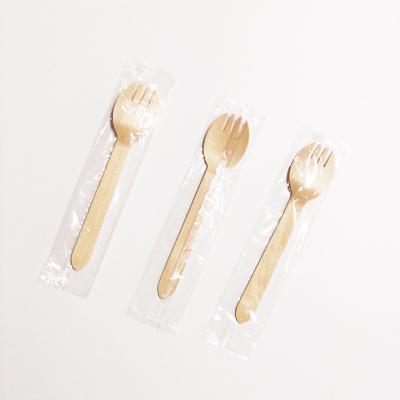 China Eco-Friendly Disposable Birch Wood Disposable Biodegradable Wooden Cutlery Spork Knife Spoon Natural Fork Sporks for sale