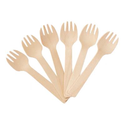 China Disposable Wooden Spork Wooden Cutlery Set 105mm 140mm 160mm Disposable Biodegradable Birch Spork Spork for sale