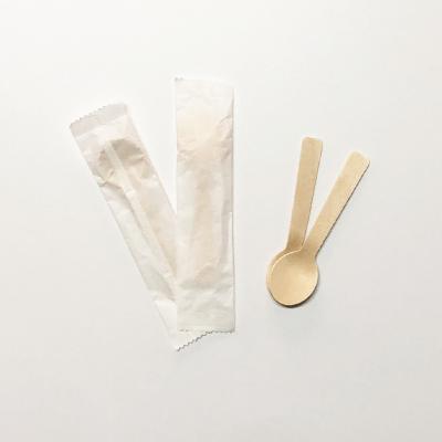 China The Disposable Eco-Friendly Mini Wooden Ice Cream Spoon Paper Wrapped Volume Of Mechanical Automation for sale