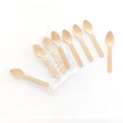 China Mechanical Automation High Grade Natural Birch Wood Biodegradable Disposable Small Mini Spoons for sale