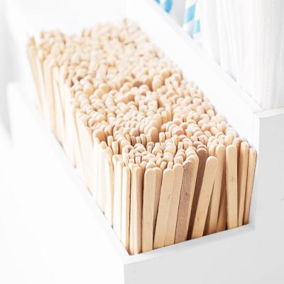 China Stir Smooth Surface Coffee Stirrers Coffee Disc Top Bamboo Wooden Stir Stick for sale