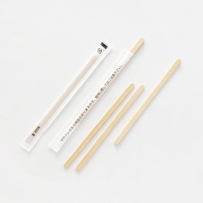 China Stir Coffee Espresso Disposable Bamboo Stir Stick Individual Paper Wrapped Bamboo Coffee Stirrer for sale