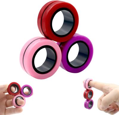 China 3pcs Plastic Cement Set Rings Toy Magnetic Rings Stir Toy Set For Anxiety Relief Therapy for sale