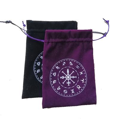 China Tarot Card Protect Board Game Faux Suede Velvet Tarot Card Bag Thick Tarot Card Storage Bag Tarot Pockets for sale