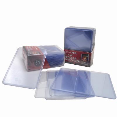 China Clear Plastic Business Card PVC 35PT 3x4in Semi Rigid Sports Card Top Feeder For Collectible Trading Card for sale