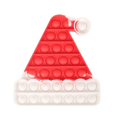 China Funny Educational Push Toy Christmas Promotion Gift Silicone Bubble Push Toys Santa Claus Push Fidget Christmas Tree for sale