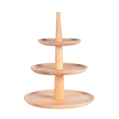 China Disposable Custom Modern Style 3 Tier Acacia Wooden Cupcake Stand Food Serving Tray For Cake Dessert Snack for sale