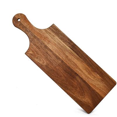 China Amazon Sustainable Border Acacia Wood Cutting Board With Handle Cheese Board Kitchen Cutting Board for sale