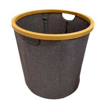 China Small Circular Laundry Hamper 38*38*38cm Oxford Cloth Modern Bamboo Dirty Cloth Art Dirty Clothes Storage Basket Toy Matching Box for sale