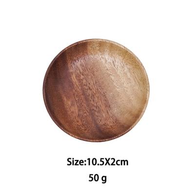 China Small Viable Acacia Wood Plate Tray Round Appetizer Plates Serving Round Wooden for sale