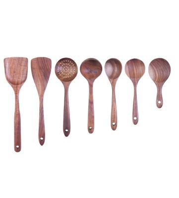 China Sustainable Acacia Wood Kitchen Utensil Set Wooden Spatula Transfer Pocket for sale