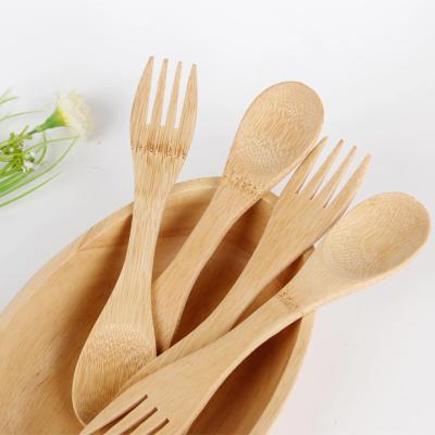 China Factory Sale Sustainable Bamboo Sporks Yesjoy Spoon and Fork Available 2 in 1 for sale