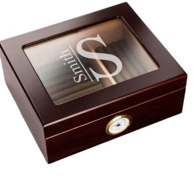 China Cigar Wooden Classic Desktop Humidifier Block Box Picture Techniques Custom Creative Customized Logo for sale