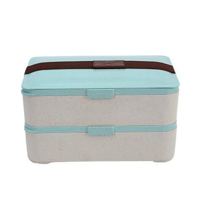 China Creative Student Wheat Fiber Double Platform Microwave Heated Lunch Box Creative Lunch Box for sale