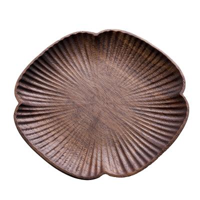 China Durable Solid Wooden Coaster Black Walnut Four Leaf Clover Coaster Cup Holder Insulation Pad for sale