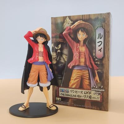 China Model Toys Action Figures Cartoon One Piece DXF Wano Country Straw Hat Luffy Black Cloak PVC Anime Figure Toy Action Figure Anime One for sale