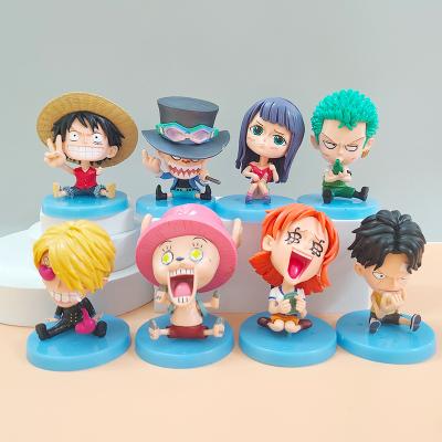 China Wholesale Anime 8pcs/set Toy 10cm Cartoon Figure Q Version Toys Doll Action Luffy Nami Sanji Zoro Robin One Piece Figures for sale