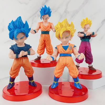 China Superb Cartoon Toy 4Pcs Anime Dragon Ball Z Saiyan GoKu Action Figure PVC Resin Model Toy Action Numbers Set for sale