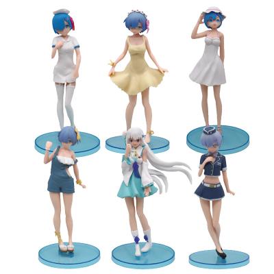 China Eco-friendly PVC Materia 6pcs About Zero Anime Character Kara Hajimeru Isekai Seikatsu Rem Anime Collection PVC Model Figure for sale