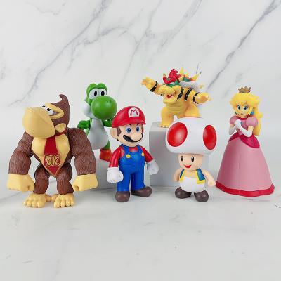 China Super Cartoon Toy 6 PCS Bros Mario Action Figures Toy Set PVC Toy Figures For Kids Adults Big Cake Toppers Premium Geek Present for sale