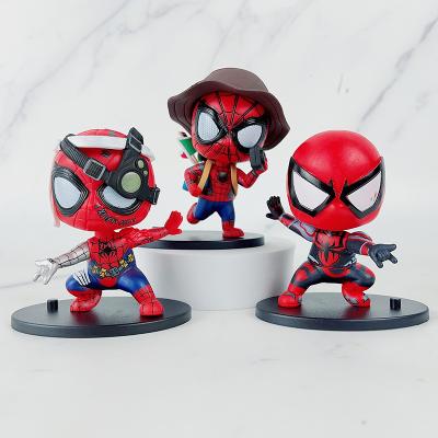 China Cartoon Toy Super Hero Toys Q Version Spider-Man PVC Figure Doll Spiderman Anime Figure Toy For Car Decoration Gifts for sale