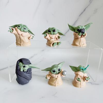 China Cartoon toy 6pcs/set baby yoda pvc action number yoda sets action figure doll toys mold for cake topper decoration for sale