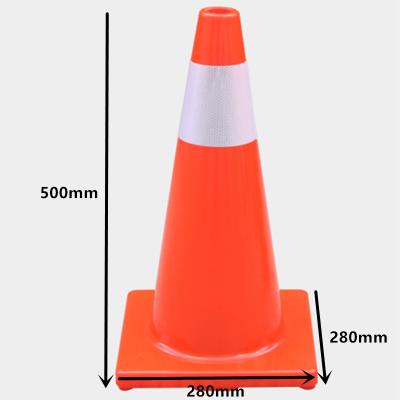 China 500*280*280Mm Road Cone High Visible Traffic Cone Safety Warning PU Emergency Reflective Cone for sale