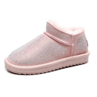 China CUSHIONING custom manufacturer sheepskin fur moon boots winter shoes booties snow boot glitter women boots for sale